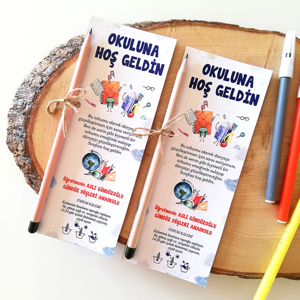 OKULLAR AÇILIYOR HEDİYE TOHUMLU KALEM ROZET YAKA KARTI VELİ HEDİYE BAYRAK OKULDA İLK GÜN